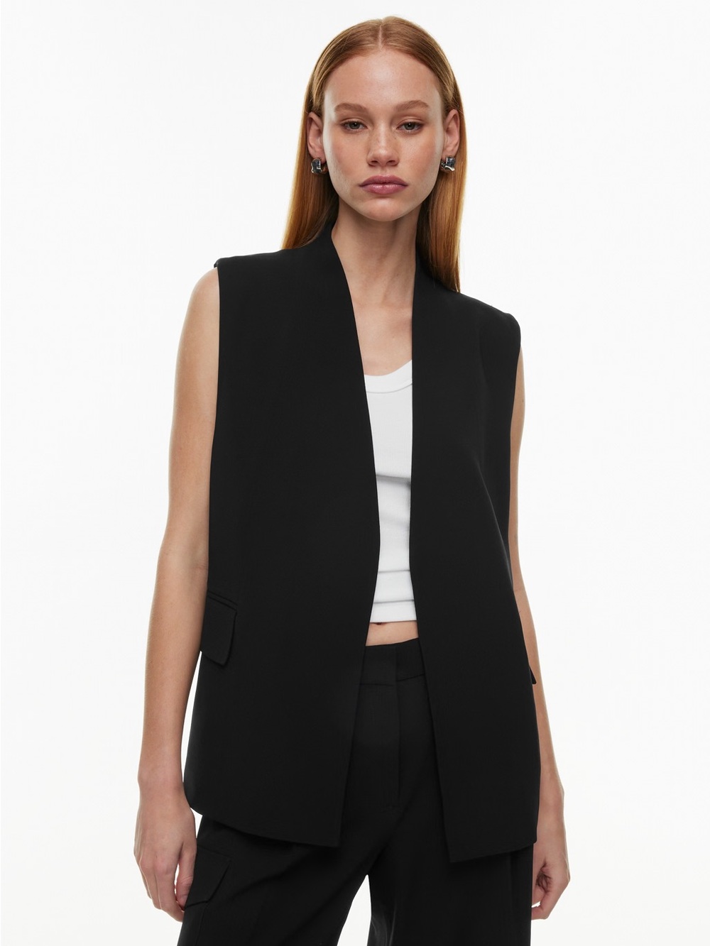 Babaton Black Sleeveless Blazer Vest
